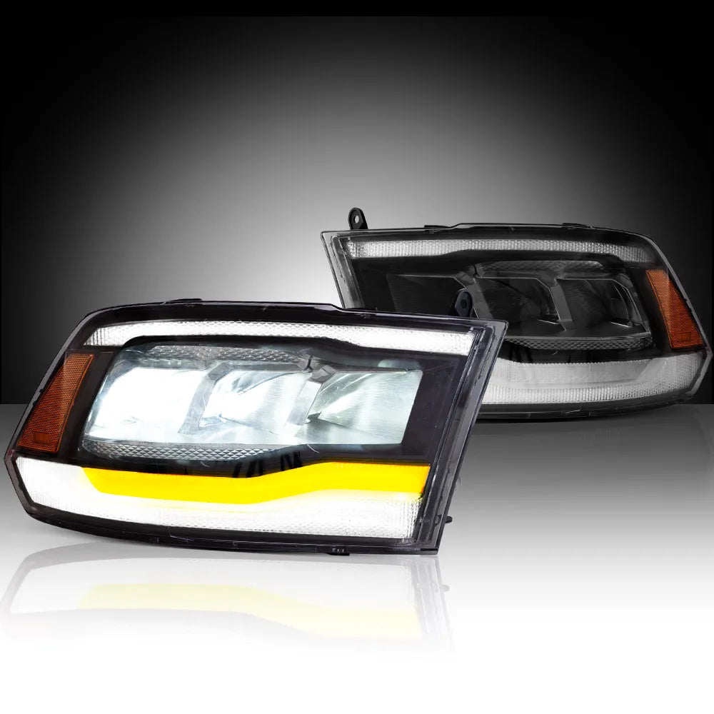 Vland 09-18 Ram 4th Gen 1500 2500 3500 LED Reflection Bowl HeadLights Premium Quality Complete Assembly sayaragear