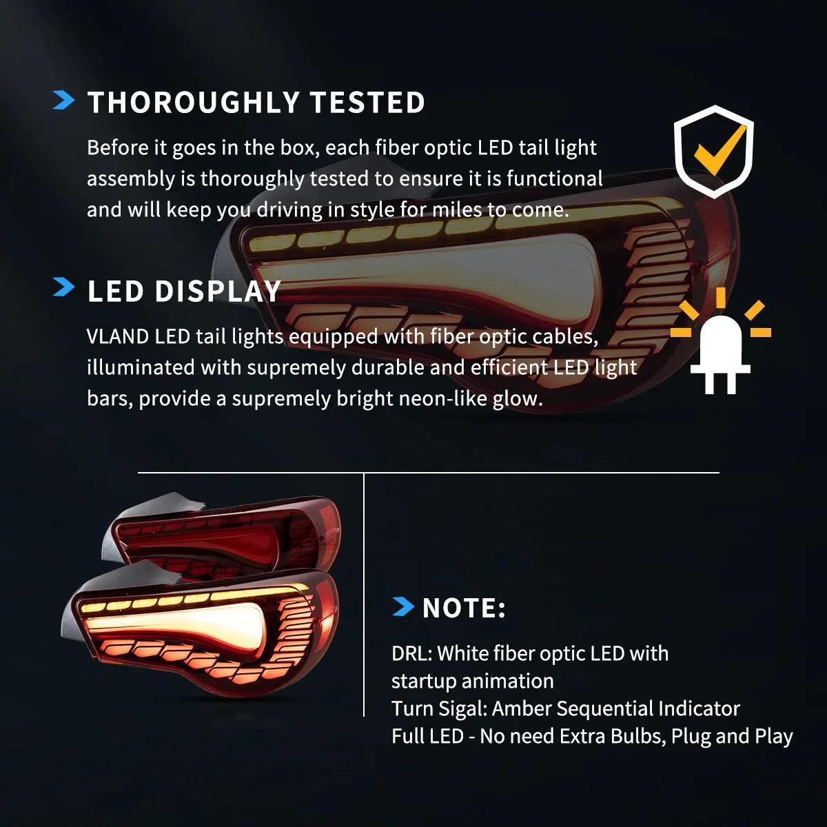 Vland 12-20 Toyota 86 GT86 FT86 13-20 Subaru BRZ 13-20 Scion FR-S LED Tail Lights Sequential Turn Signal With Dynamic Welcome Li sayaragear