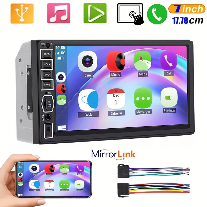 17.78cm 2Din Car Stereo - Universal Car Multimedia System for Android and iOS Devices, Car Stereo Unit, Without Battery sayaragear