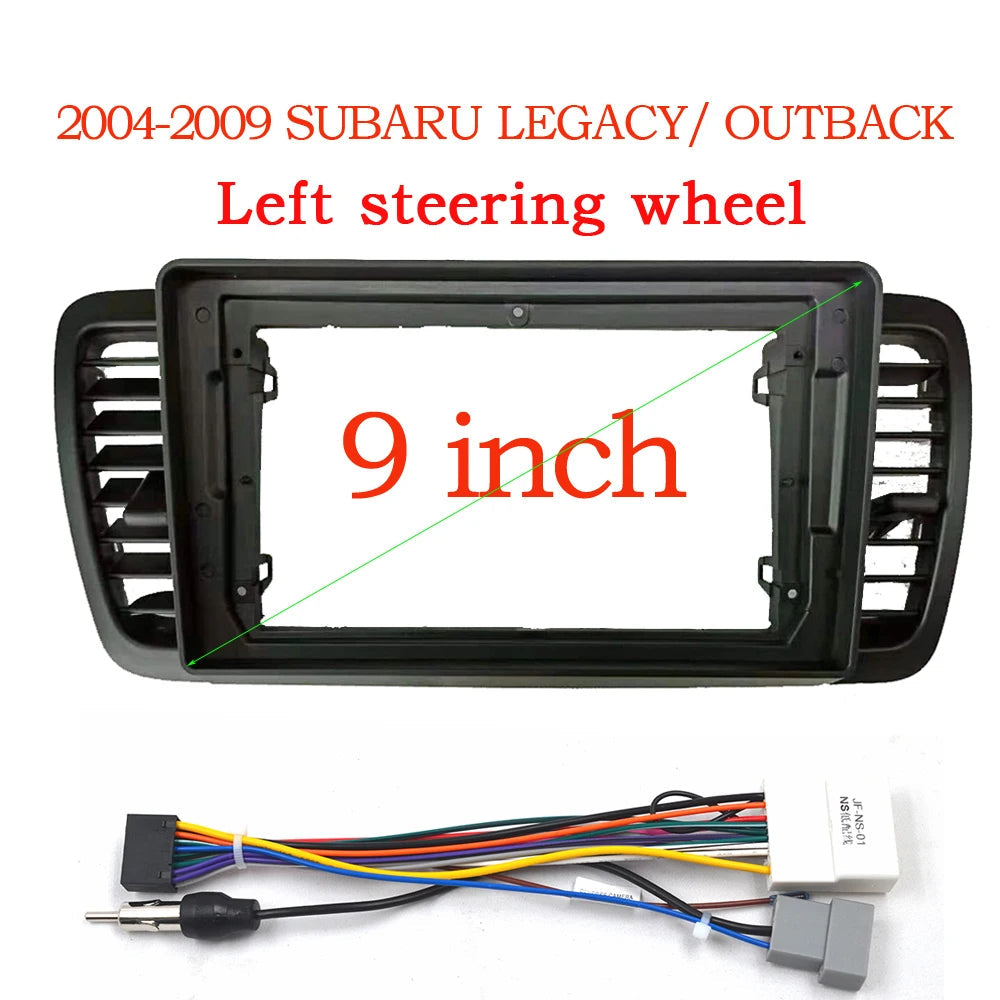 For  left Steering Wheel Subaru Legacy Outback 2004-2009 Car Radio Frame Fascia Panel 9 inch Android Facia Bezel Plate Trim sayaragear