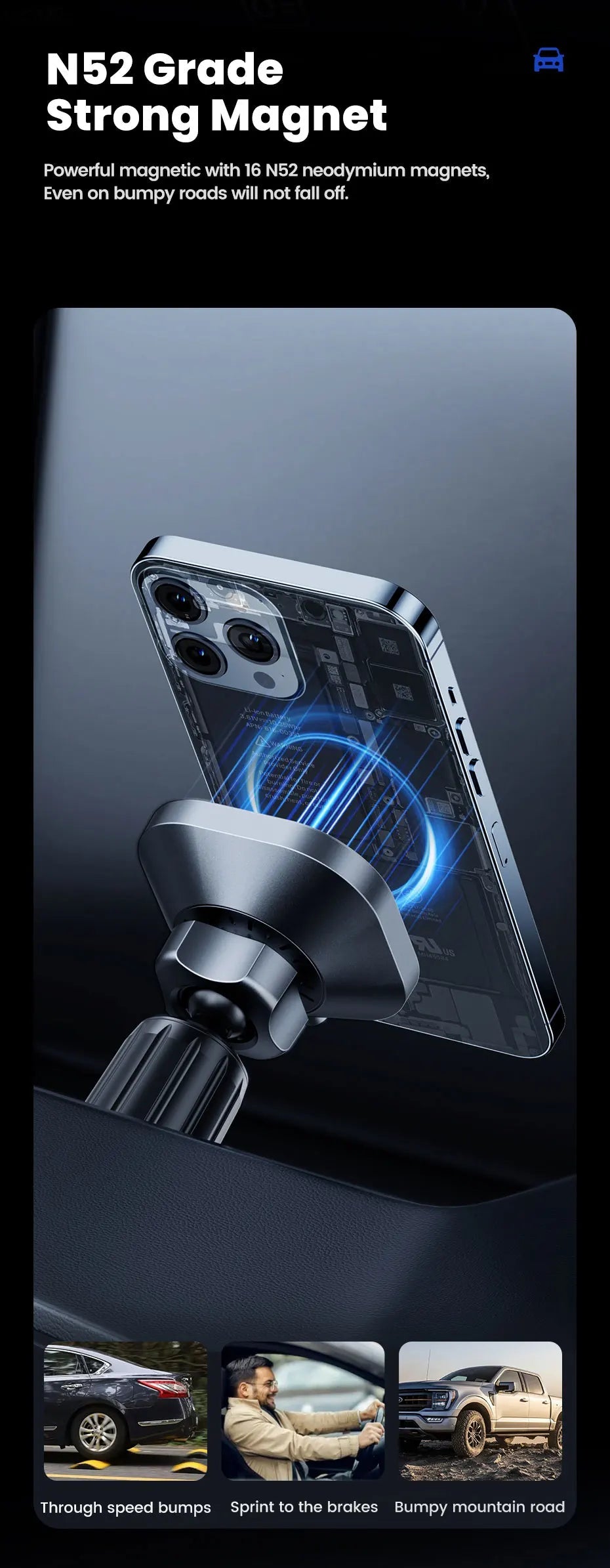 Toocki Magnetic Car Wireless Charger Car Phone Holder Air Outlet 15W Fast Charging Charger in Car For iPhone 15 14 13 12 Pro Max sayaragear