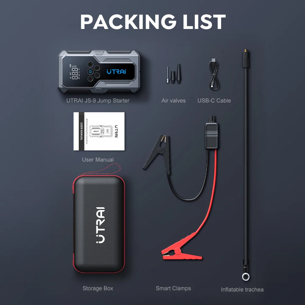 UTRAI 1500A Car Jump Starter Power Bank Portable 150PSI Air Pump Car Battery Emergency Boosters Starting Device Car Starter 2024 sayaragear