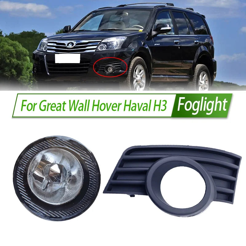 For Great Wall Hover Haval H3 Foglight Car Fog Light Assembly Front Bumper Fog Lamp Frame Cover Kit Replacement Housing sayaragear