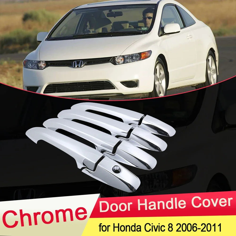 for Honda Civic 8 2006 2007 2008 2009 2010 2011 Luxurious Chrome Door Handle Cover Trim Catch Car Stickers Accessories Garnish sayaragear