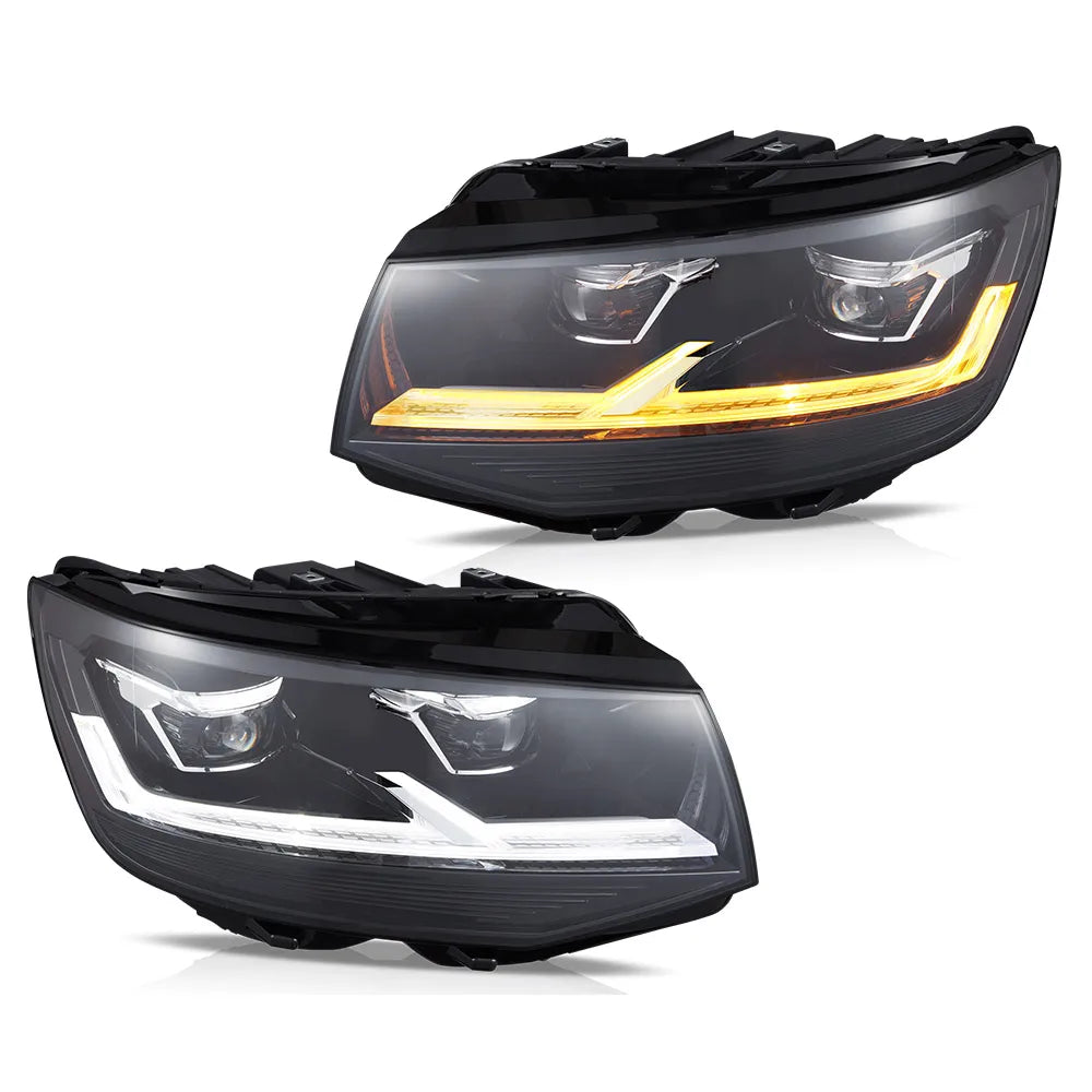 VLAND 2015-2019 Transporter T6 Black LED Dual Beam Projector Headlights Assembly sayaragear