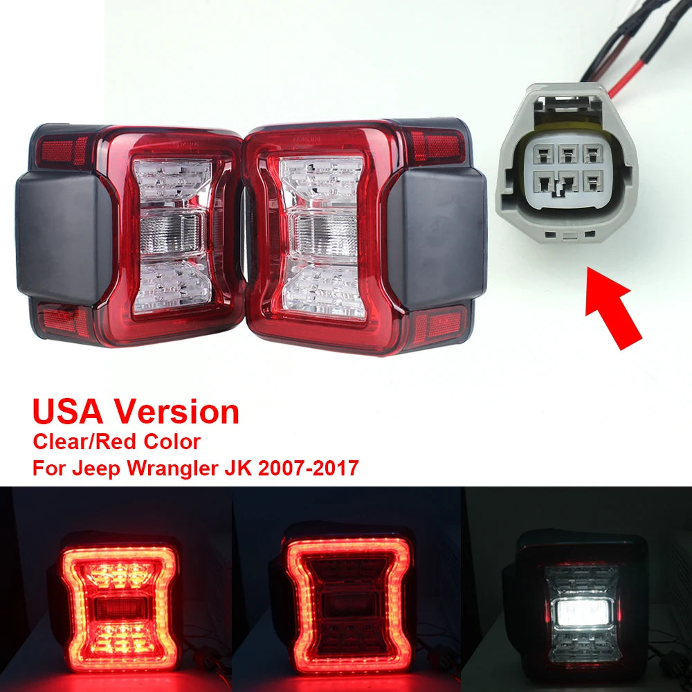 for Jeep Wrangler JK 2007-2018 LED Tail Light Taillight Assembly Rear Lamps Brake Reverse Light Daytime Running Lights sayaragear