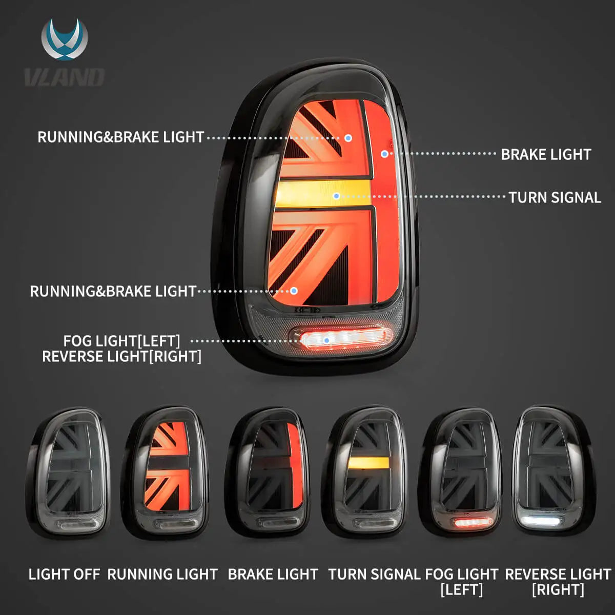 VLAND 2010-2016 Mini Cooper Countryman R60 LED Tail Lights Dynamic Welcome Lighting Plug & Play Rear Lamp Assembly sayaragear