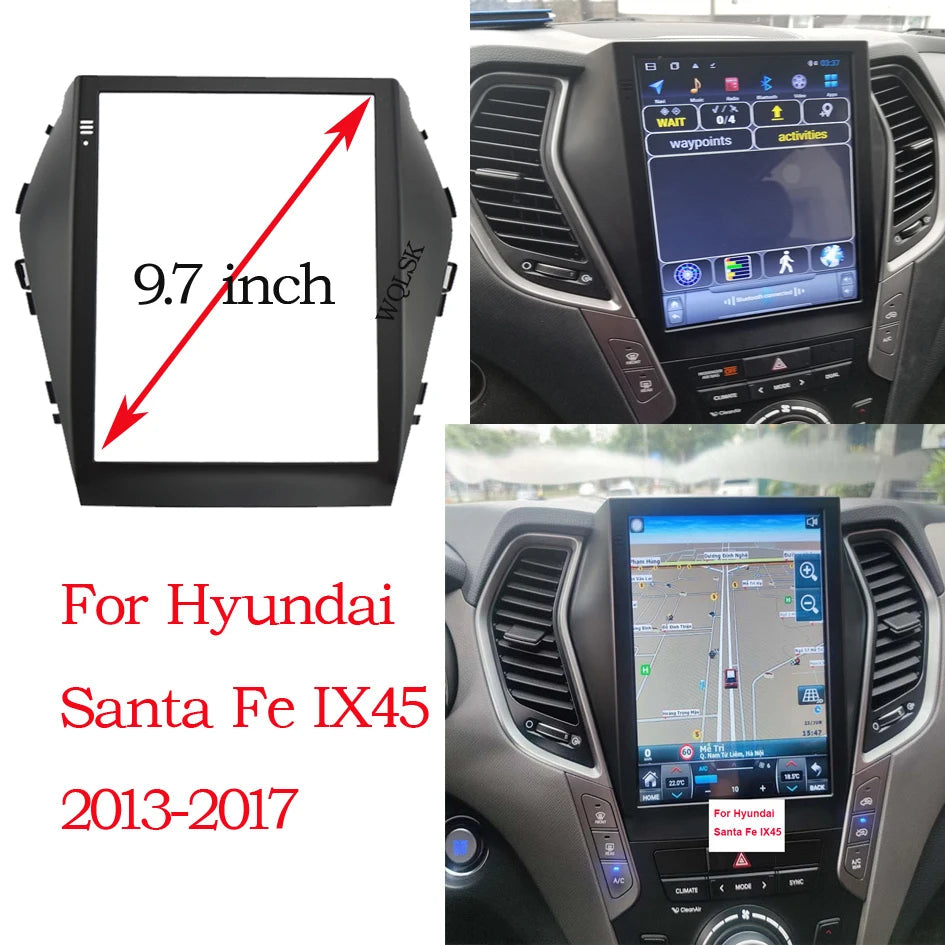 9.7 Inch Car Fascia Radio Panel DVD Panel Dash Kit Install Adapter Console Frame Bezel For Hyundai Santa Fe IX45 2013-2017 sayaragear