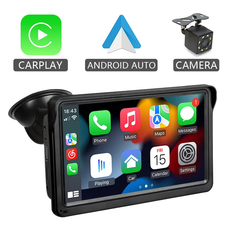 Hippcron 7inch Car Radio Multimedia Video Player Wireless Carplay And Wireless Android Auto Portable Universal Touch Screen sayaragear