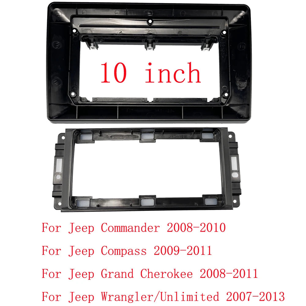 HAOCHEN Car Android Radio Frame For Jeep Commander Compass Grand Cherokee Wrangler/Unlimited 10 inch Stereo Panel Harness Wire sayaragear