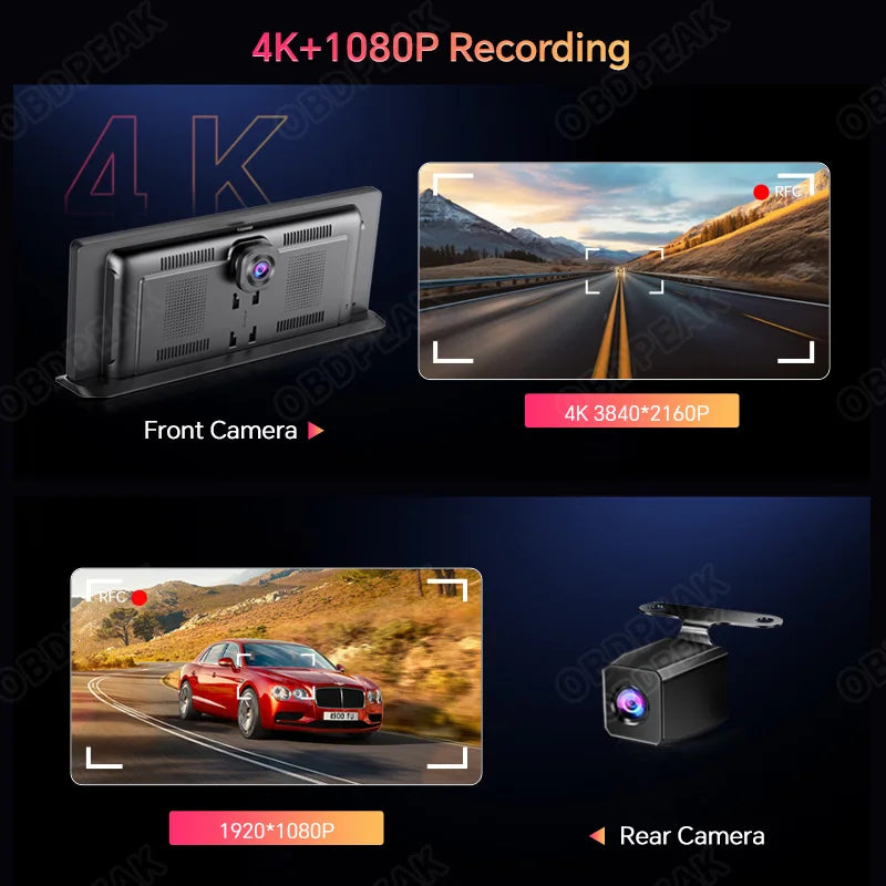 K2 Pro 11.3" Car DVR 4K Camera Wireless Carplay Android auto Ai Screen Dash Cam Dual Len Video Recorder GPS Navigation Dashboard sayaragear