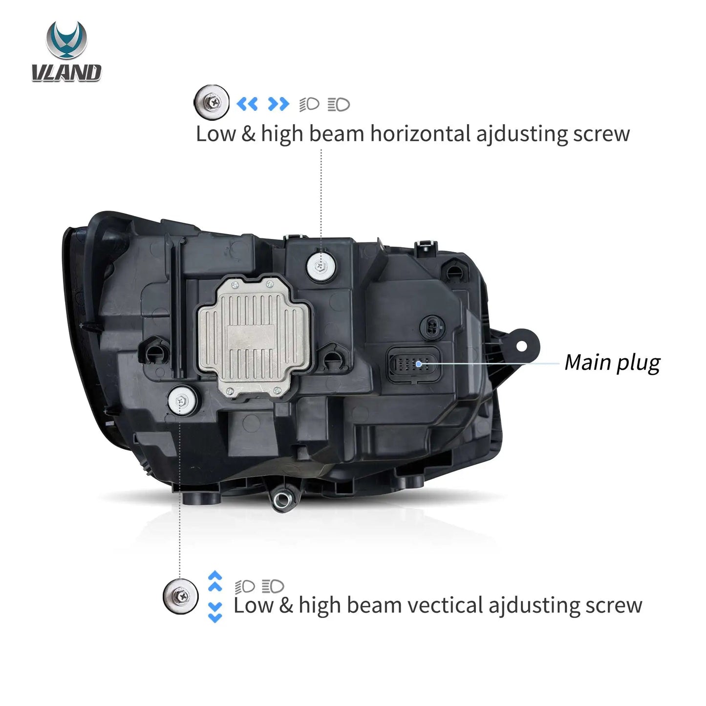VLAND 2015-2019 Transporter T6 Black LED Dual Beam Projector Headlights Assembly sayaragear