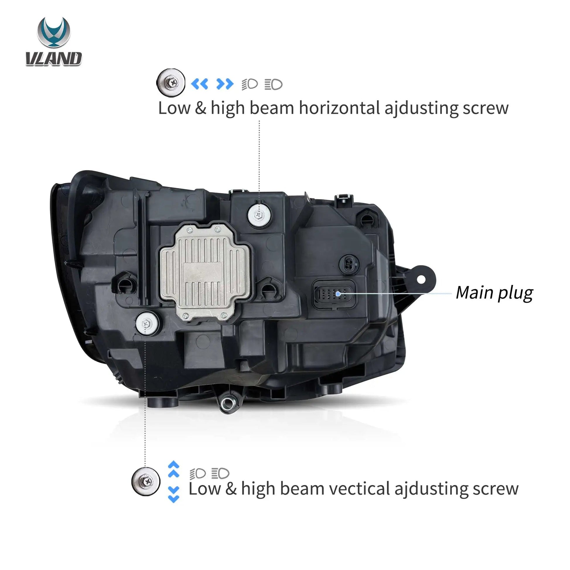 VLAND 2015-2019 Transporter T6 Black LED Dual Beam Projector Headlights Assembly sayaragear