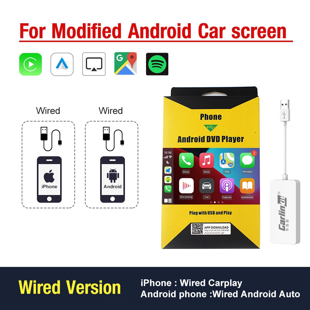 Carlinkit Wireless CarPlay Activator & Android Auto Wired USB Dongle AI Box for Android Radio Unit Bluetooth Charger Mirrorlink sayaragear