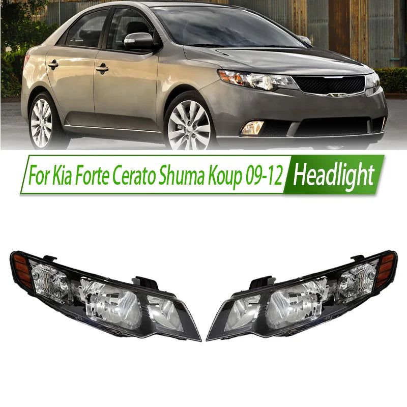 For Kia Forte Cerato Shuma Koup 09-12 Halogen Headlight Assembly Front Headlamp LH Driver Side / RH Passenger Side Plug and Play sayaragear