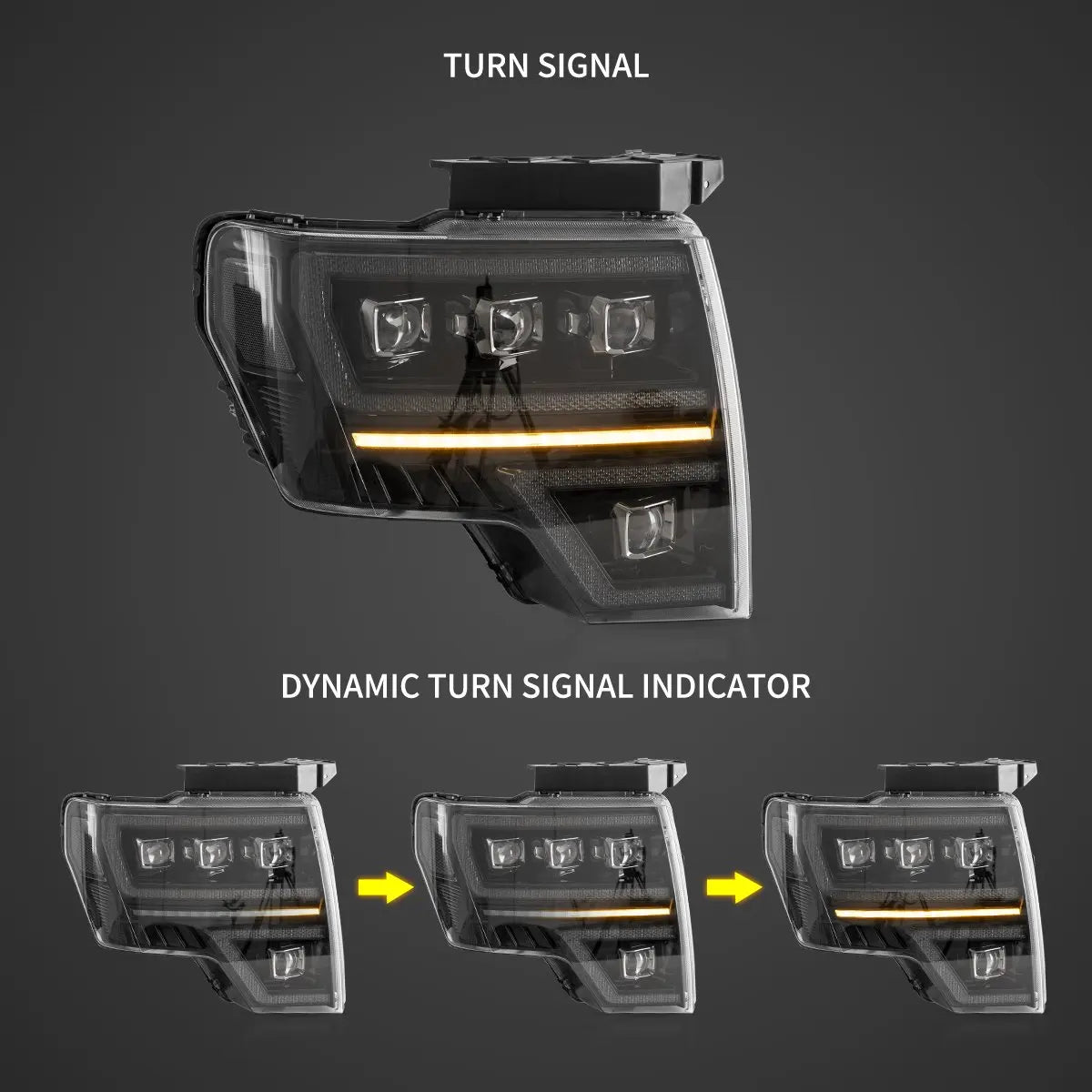 Vland 2009-2014 F150 12th Gen Black LED Matrix Projector Headlights Plug & Play Headlamp Assembly sayaragear