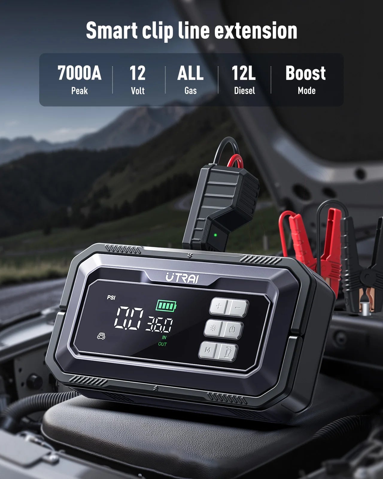 UTRAI All-in-One 7000A Car Jump Starter with Air Compressor &  OBD Diagnosis & Outdoor Camping Lights Emergency Boosters sayaragear