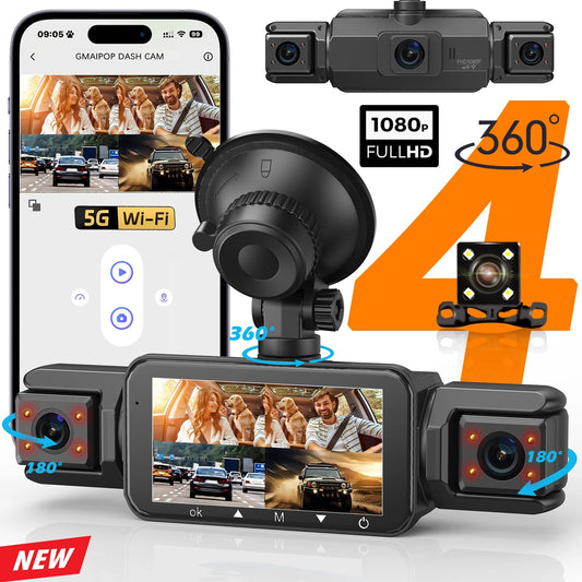 Dashcam for cars 4 Channel Black Box WiFi Driving Camera FHD 1080P Night Vision Loop Recording add Hardwire kit car accessories sayaragear