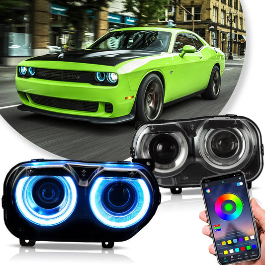 Vland 2015–2024 Challenger 3th Gen Facelifted RGB Dual Beam Projector Headlights Black sayaragear