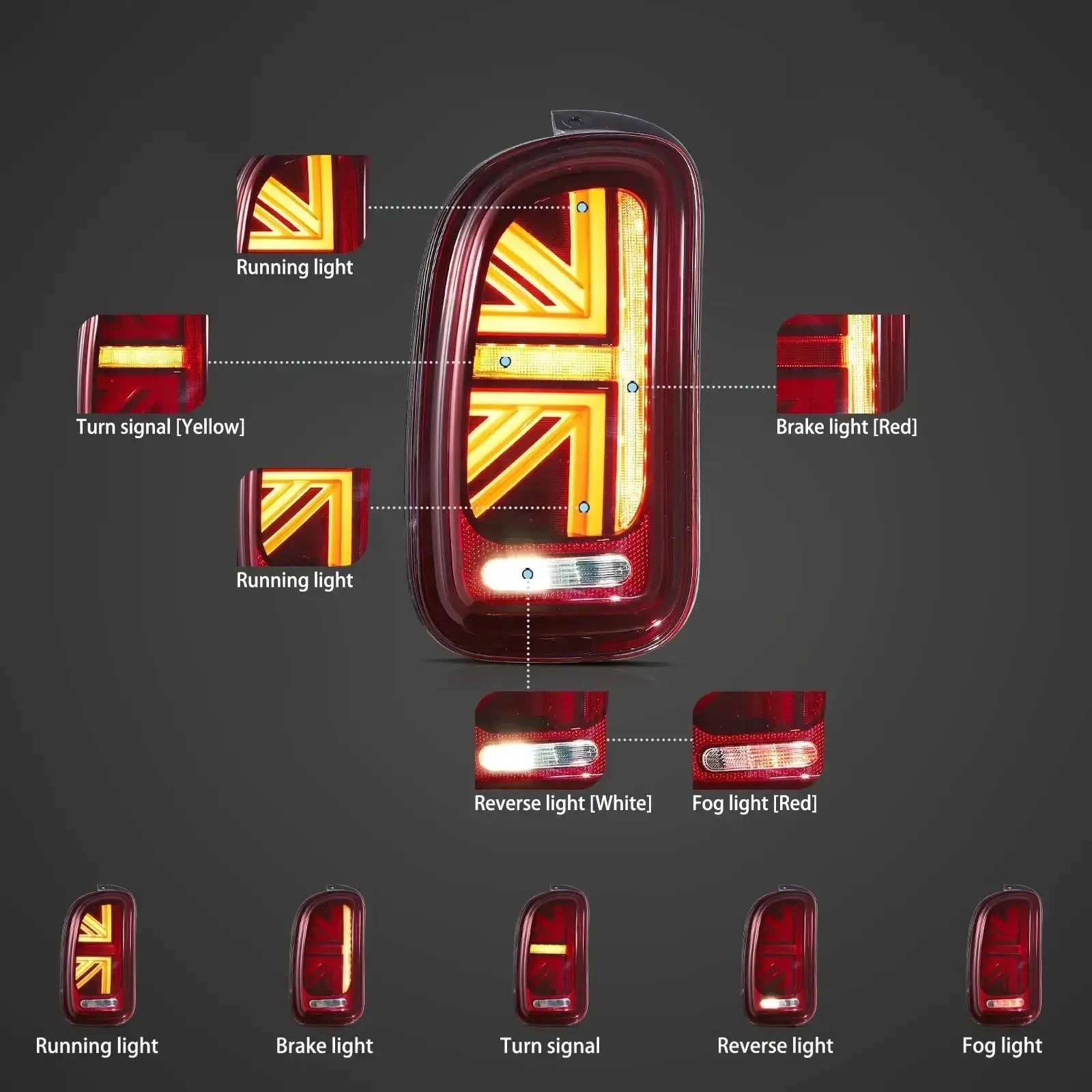 Vland Full LED Tail Lights for 07-14 Cooper Clubman R55 Vehicle Lighting Accessory sayaragear
