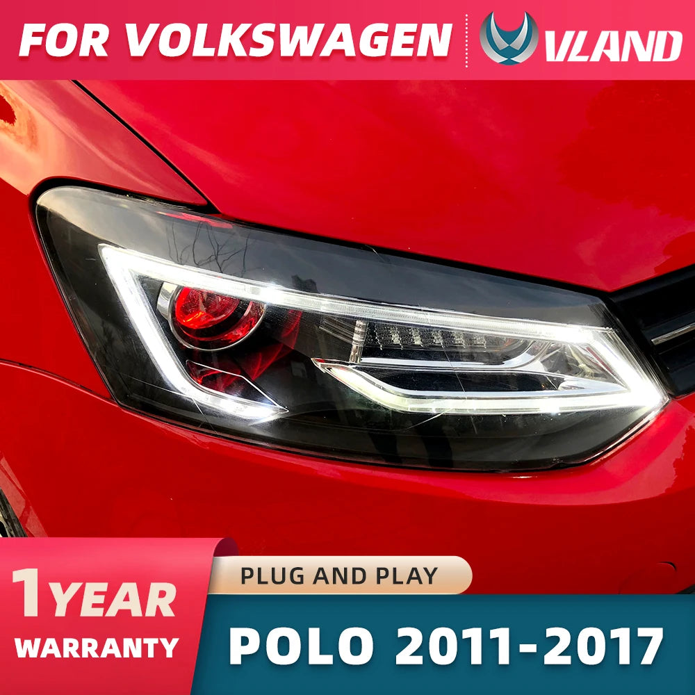 VLAND Car Styling for VW Polo Headlights 2011-2018 Vento LED Headlight New Polo Design DRL Head Lamp Bi Xenon Beam Accessories sayaragear