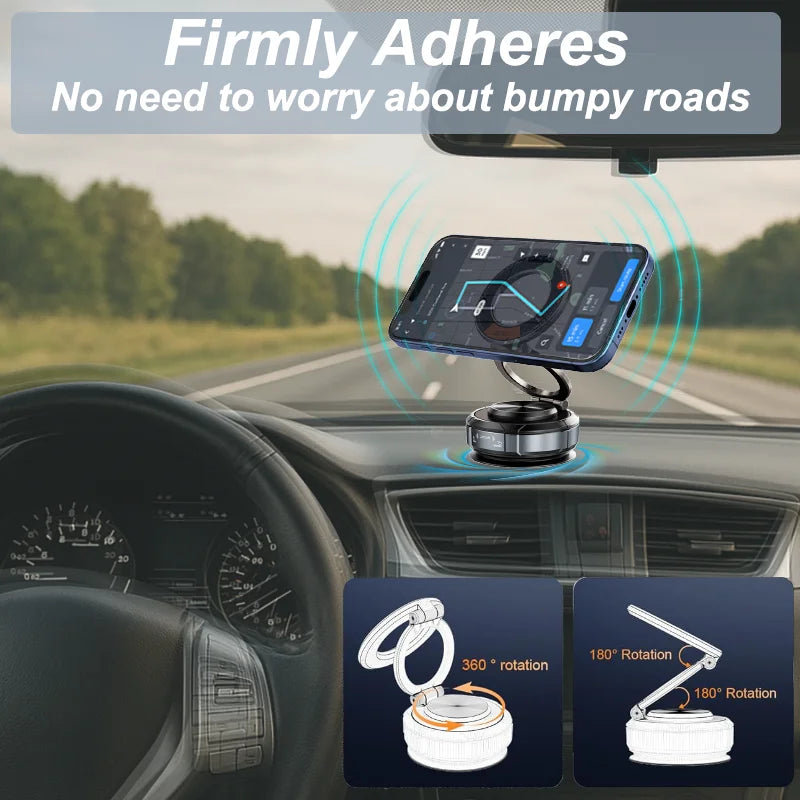 Alloy Magnetic Car Phone Holder Vacuum Suction Mount with 3 Rings 360 Rotation for Car Windshield Dashboard for iPhone Samsung sayaragear