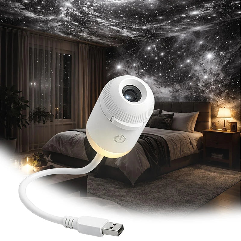Mini Galaxy Star Projector Two In One Night Light Home Background Atmosphere Light Bedroom Car Decoration Children's Gift sayaragear