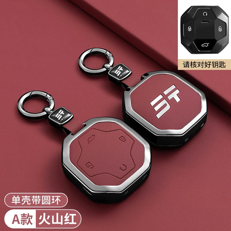 Car Accessories Zinc Alloy Leather Key Case Cover Holder For Chery Jetour Traveller 2023 2024 Jetour T2 T1 Freedom sayaragear
