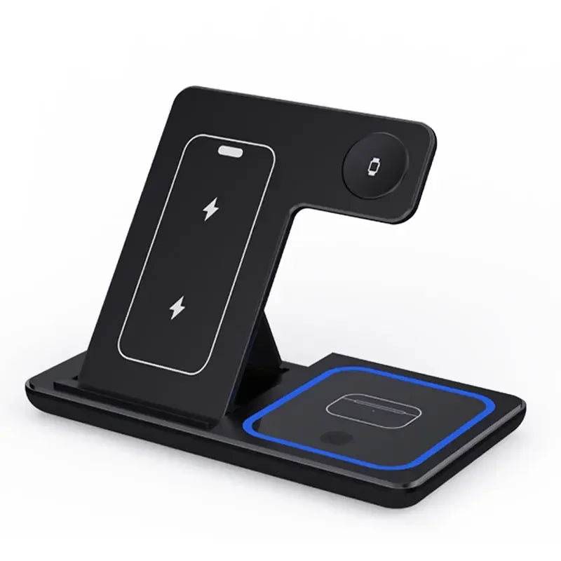 3 in 1 Wireless Charger Stand Pad Foldable Fast Charging Station Dock For iPhone 17 16 15 14 13 12 11 X 8 Apple Watch Airpods sayaragear
