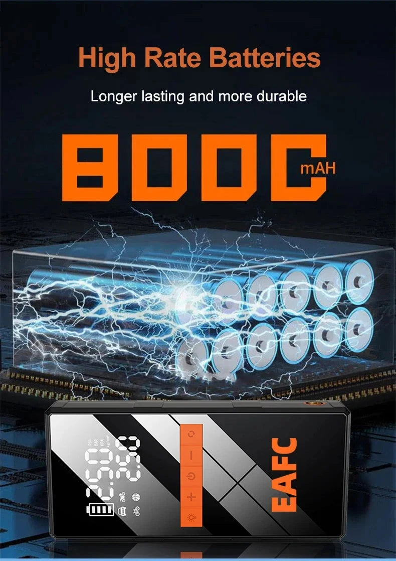 12V Car Jump Starter 4 In 1 Car Wireless Tire Inflator Pump Air Compressor Power Bank Potable Battery Starting Fast Charging sayaragear
