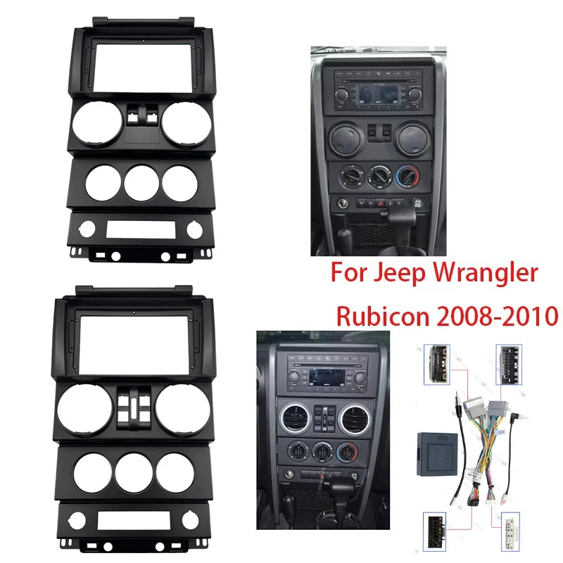 9 inch  Car Radio Fascias Frame For Jeep Wrangler  Rubicon 2008-2010  Stereo Panel Wiring Harness Adapater Canbus Decoder sayaragear