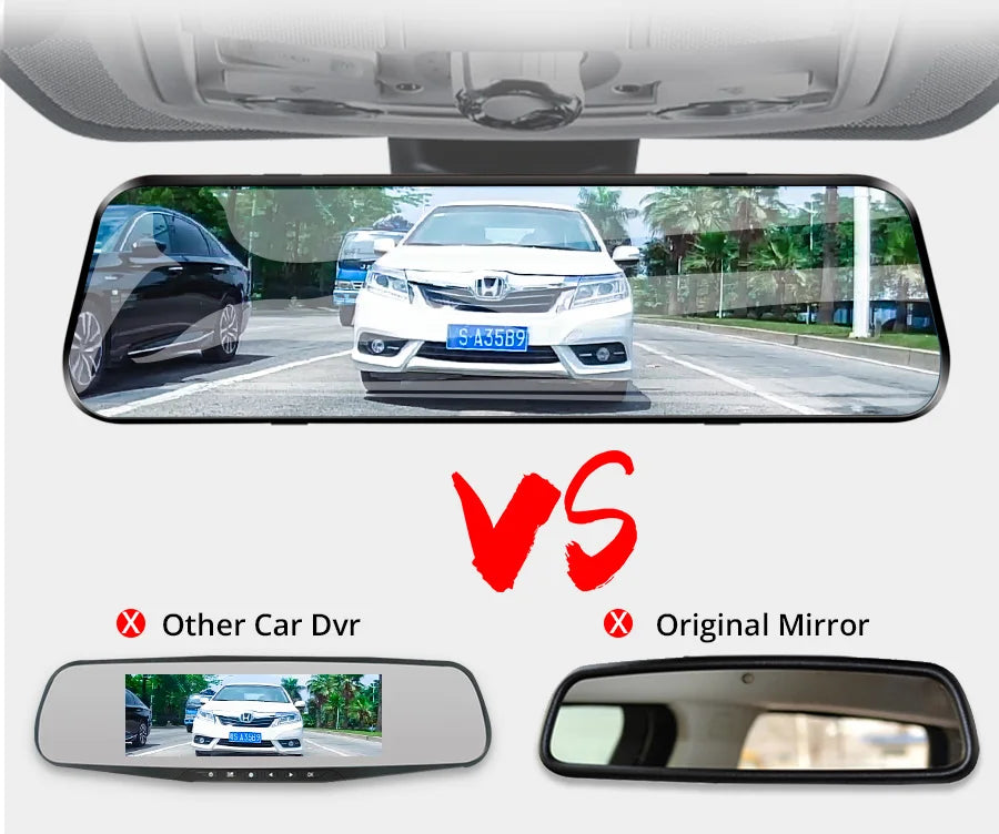 10'' Rearview Mirror Dash Cam Front & Rear 1080P Dual Recording, Backup Camera, 24H Parking Monitor, Night Vision for Cars sayaragear