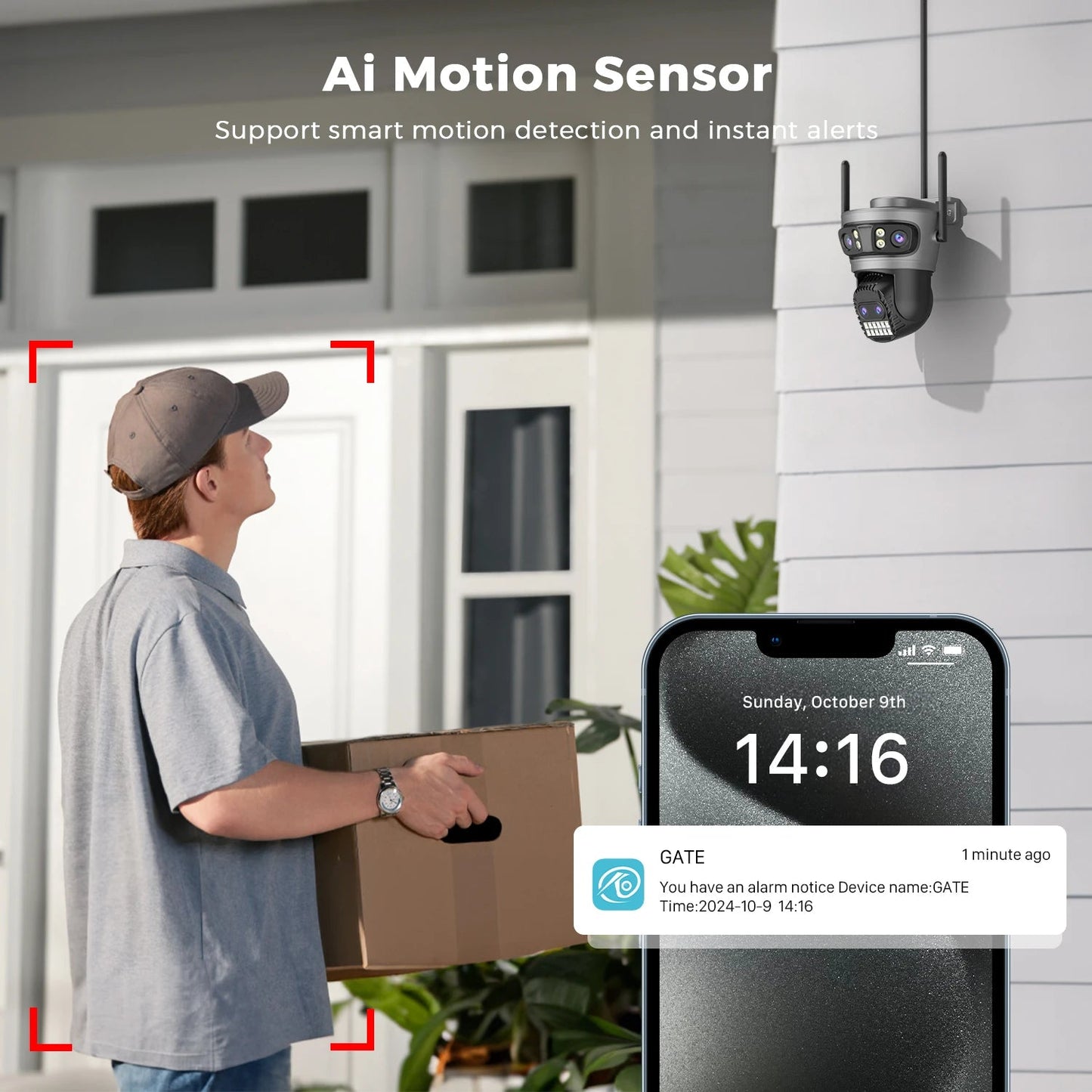 20MP Outdoors Wifi Camera 10K HD Three Lens Security 5G PTZ IP Camera 10X Digital Zoom Lens Human AI Auto Detect Tracking Camera sayaragear