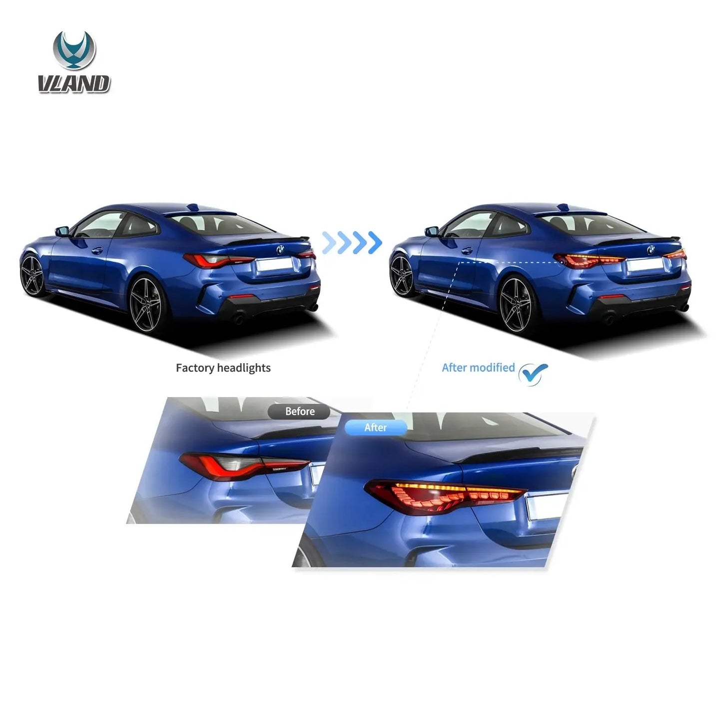 VLAND 2020-2022 4 Series 2nd Gen G22/G23/G26 OLED Tail Lights Dynamic Welcome Lighting Rear Lamp Assembly sayaragear