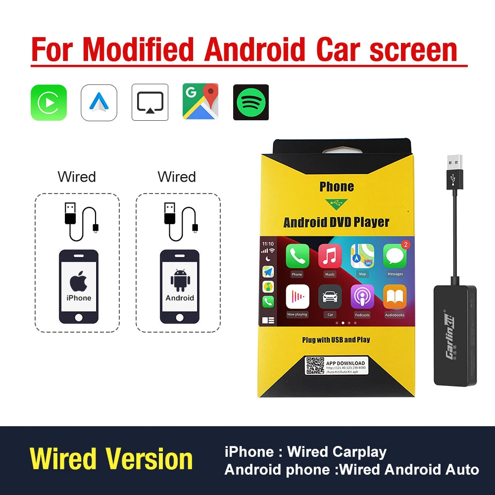 Carlinkit Wireless CarPlay Activator & Android Auto Wired USB Dongle AI Box for Android Radio Unit Bluetooth Charger Mirrorlink sayaragear