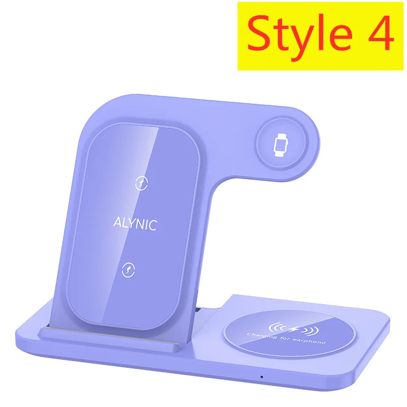 3 in 1 Wireless Charger Stand Pad Foldable Fast Charging Station Dock For iPhone 17 16 15 14 13 12 11 X 8 Apple Watch Airpods sayaragear