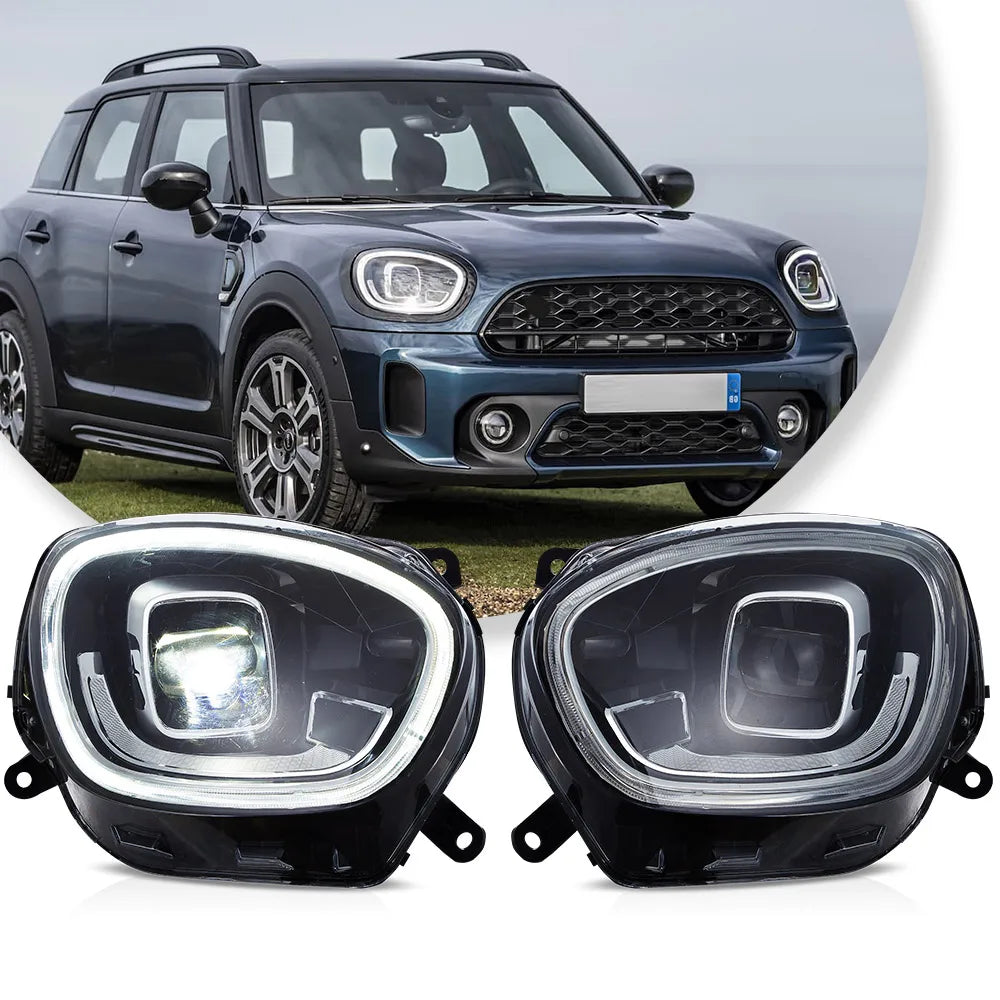 Vland 17-20 Countryman F60 Full LED Dual Beam Projector Headlights with DRL High Low Beam Front Headlamp Assembly sayaragear
