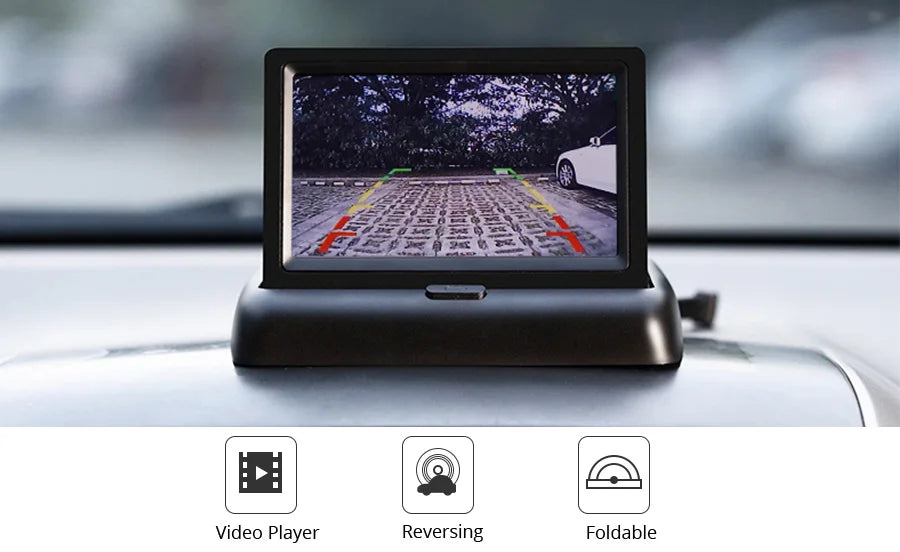 E-ACE 4.3" Car Rear View Camera Monitor Folding Easy Installation Car Parking System Camera Automotive Electronic Accessories sayaragear