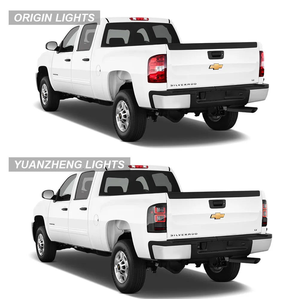Vland 07-13 Silverado 1500 2500HD 3500HD 07-10 GMC Sierra 1500 2500HD 3500HD Dually LED II Tail Lights With Red Turn Signal Clea sayaragear