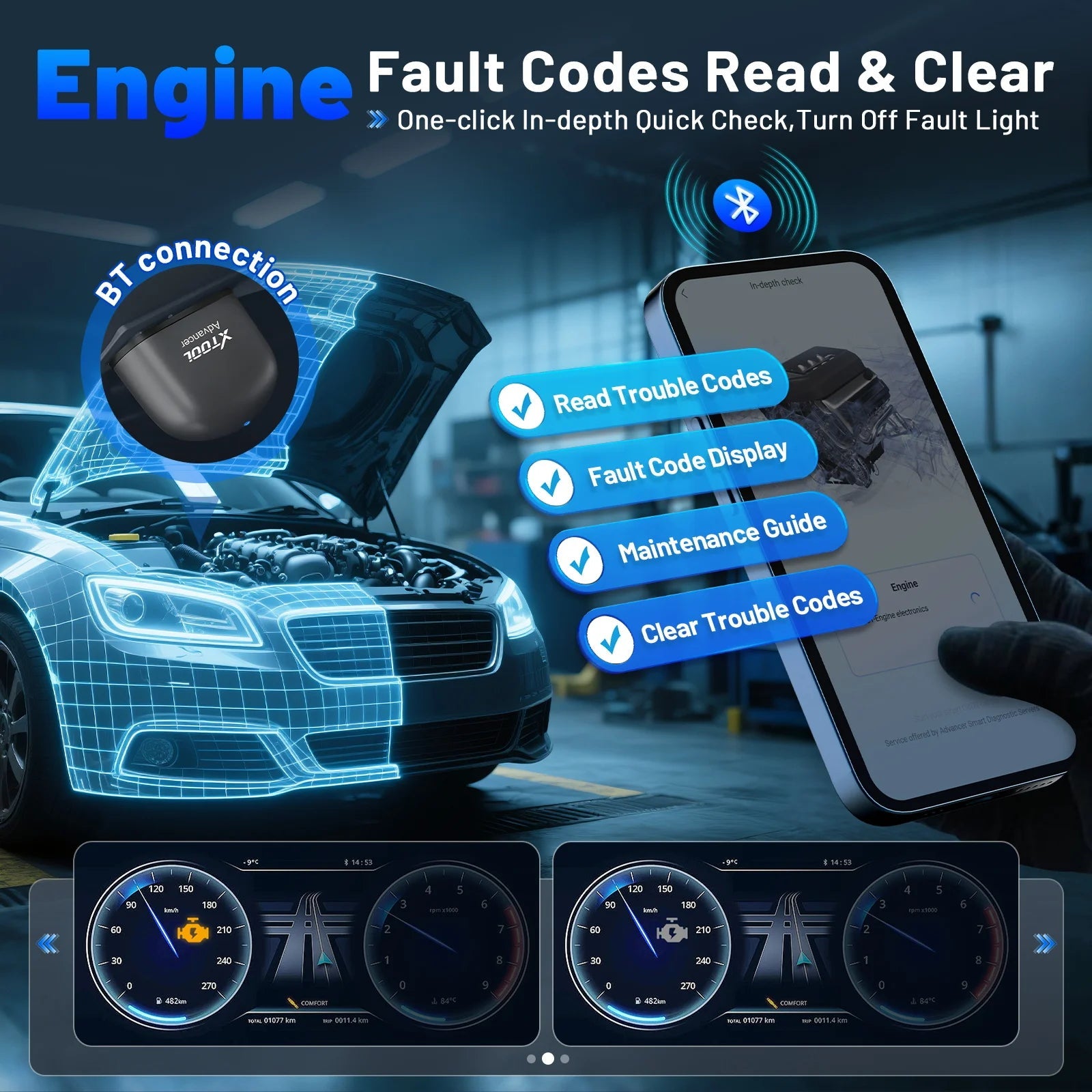 XTOOL Advancer AD20PRO OBD2 Bluetooth Scanner Full System Car Diagnostic Tool obd2 Scanner Oil Reset & Battery Tests Code Reader sayaragear