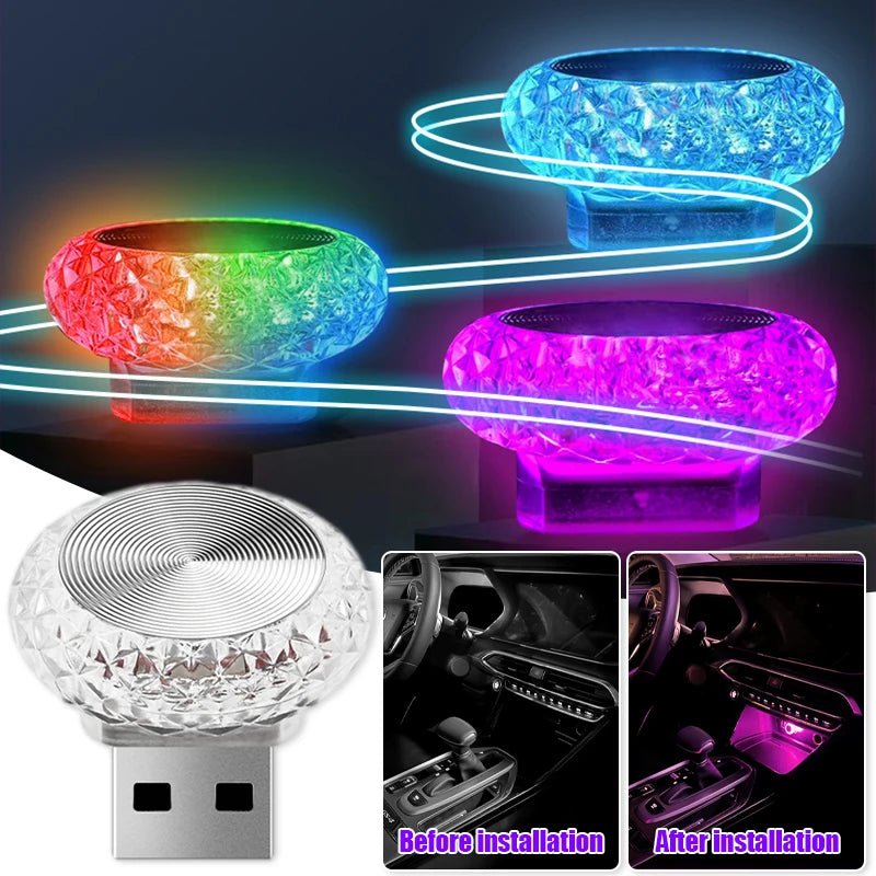Car USB Ambient Light Mini LED Decorative Atmosphere Lamps for Auto Interior Environment Light Computer Portable Light Plug Play sayaragear
