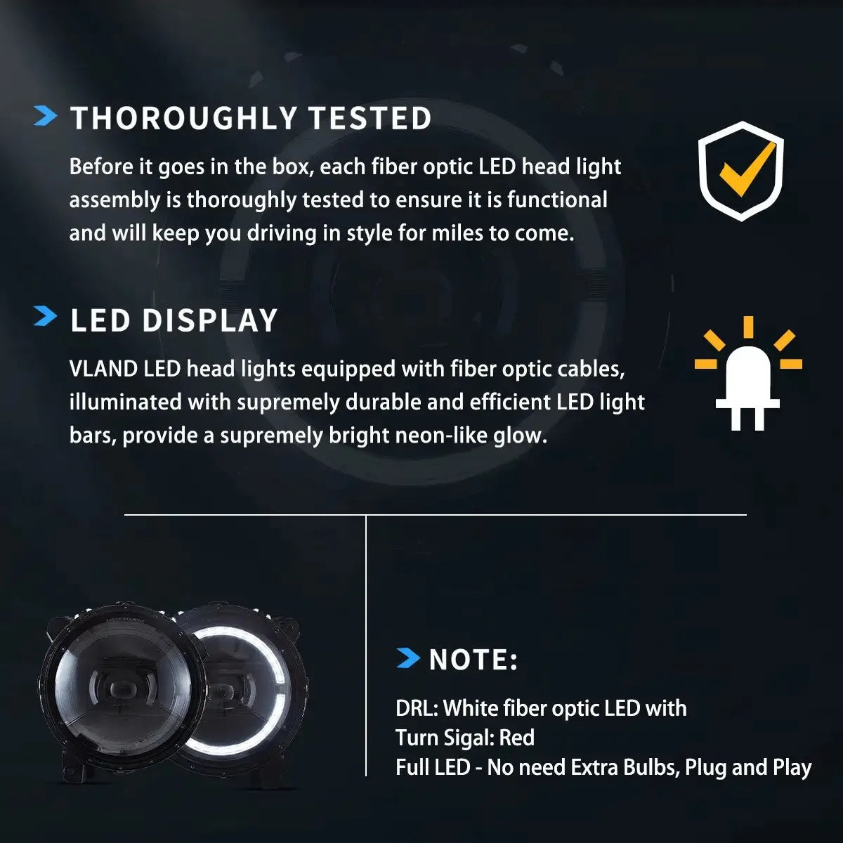Vland 18-Up Jeep Wrangler JL JLU JT Rubicon Full LED Headlights With Start-up animation sayaragear
