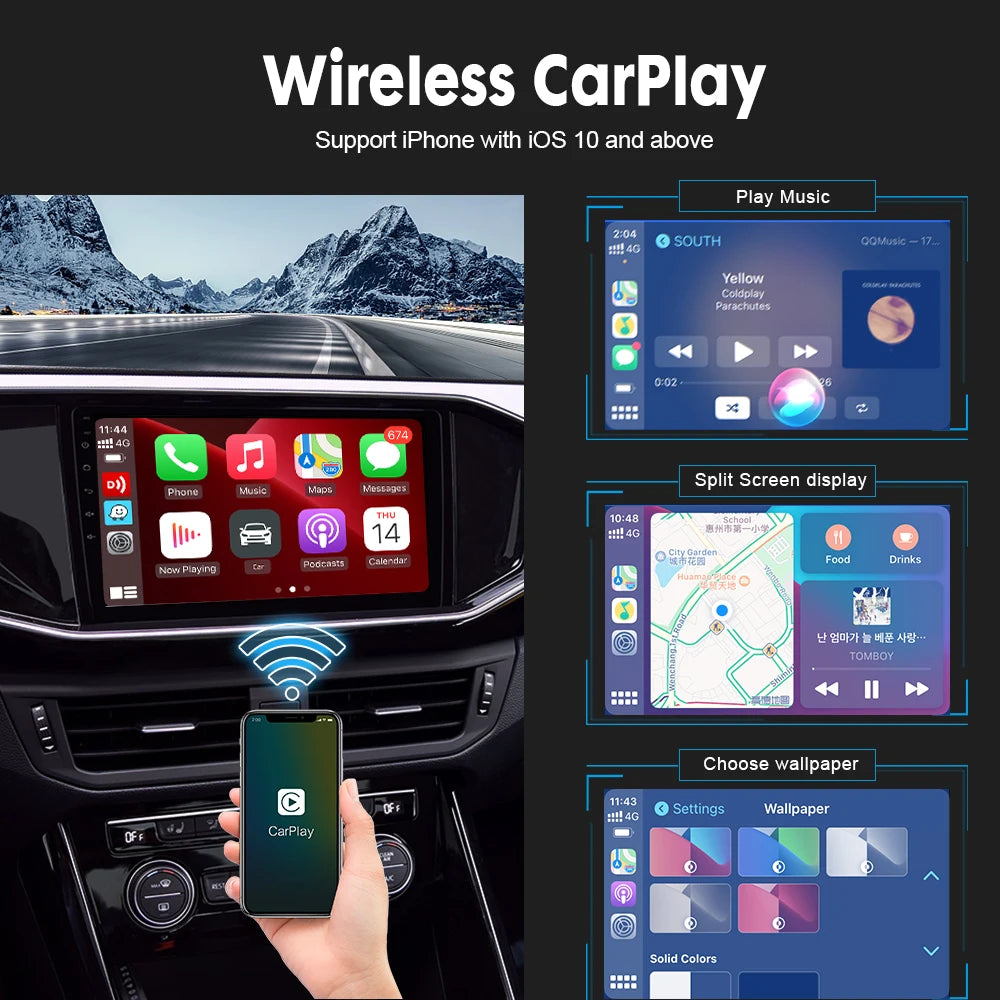 CarlinKit Wired or Wireless CarPlay Adapter USB Android Auto Dongle for Android Car Multimedia Mirrorlink Waze Spotify Autokit sayaragear