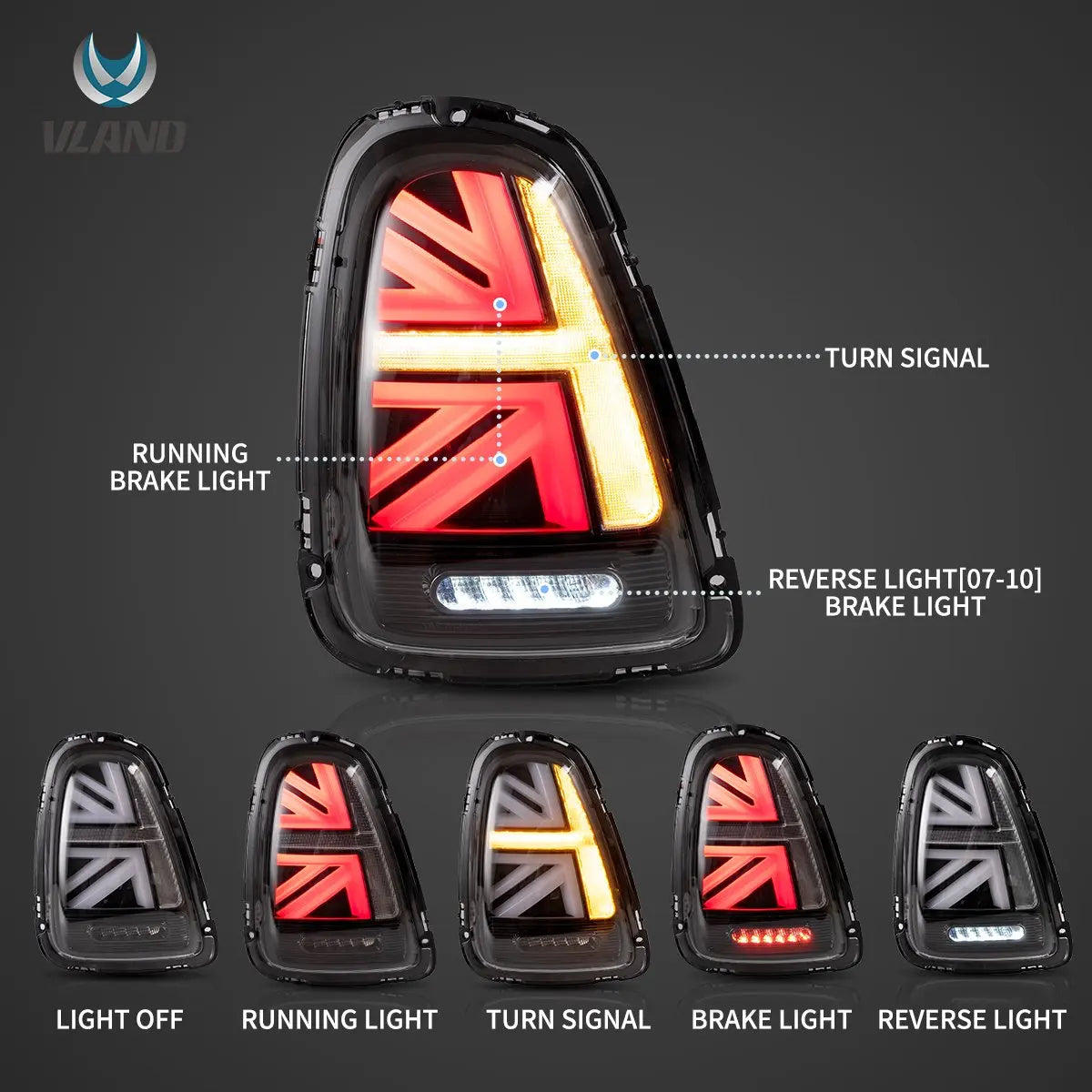 Vland 07-13 Mini Cooper 2nd Gen (R56 R57 R58 R59) II LED Tail Lights With Amber Sequential Turn Signal sayaragear
