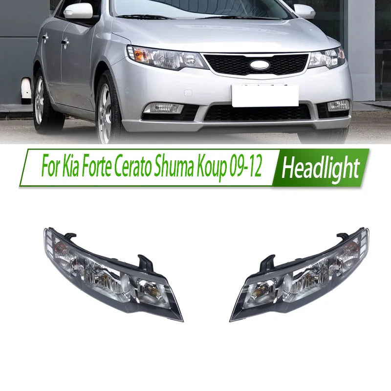 For Kia Forte Cerato Shuma Koup 09-12 Halogen Headlight Assembly OEM Style Front Headlamp Bulb Socket Plug & Play Replacement sayaragear
