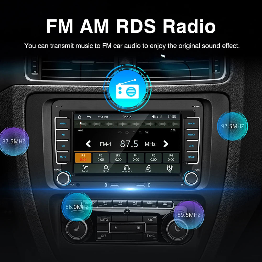7 Inch Car Stereo For VW Touchcreen BT AM/FM Radio Receiver with Android Auto Carplay USB Charge Support Hands-Free Calling sayaragear