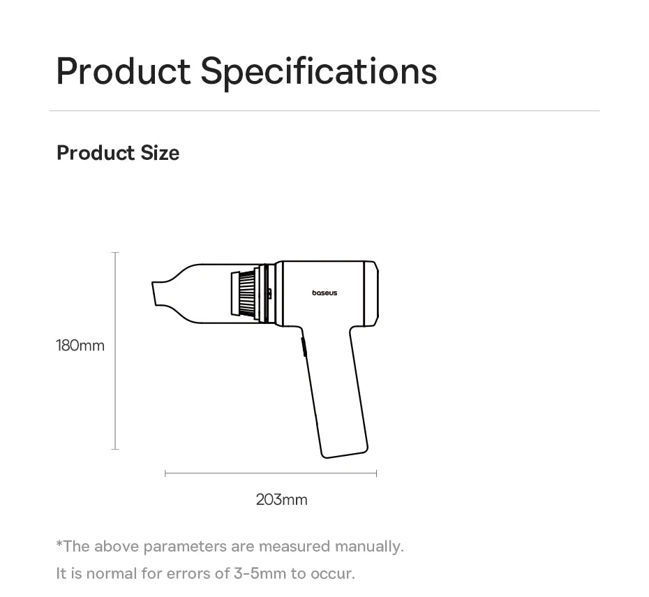 Baseus Car Vacuum Cleaner Wireless Air Dust Blower Gun for Car Powerful Portable Car Cleaning Appliance Cordless Vehicle Cleaner sayaragear