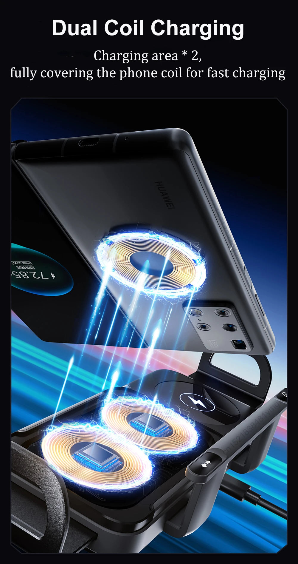 Car Wireless Charger Dual Coil Fold Screen Phone Fast Charging For Samsung Galaxy Z Fold 5 6 Flip 3 4 Air Vent Car Phone Holder sayaragear