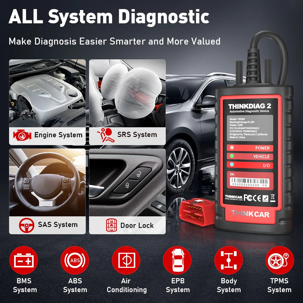 THINKCAR THINKDIAG 2 /KINGBOLEN Ediag Plus CAN FD All Systems 15 Reset Services ECU Coding OBD2 Scanner Car Diagnostic Tool sayaragear