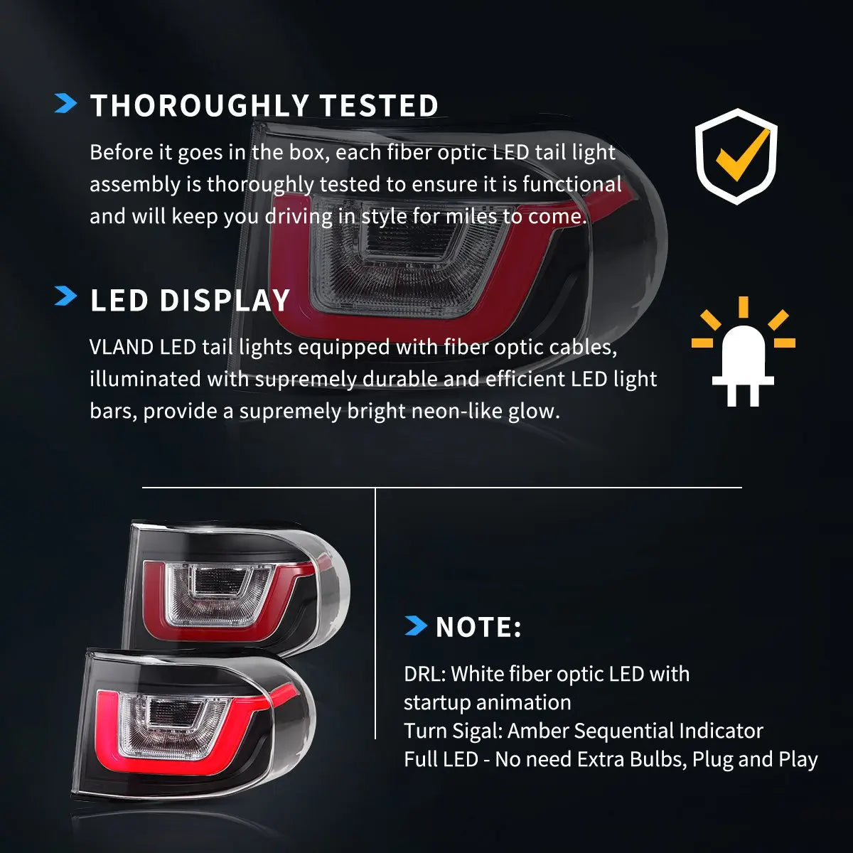 Vland 2006-2022 FJ Cruiser LED Tail Lights Clear – Stylish Upgrade for Enhanced Visibility and Modern Look sayaragear
